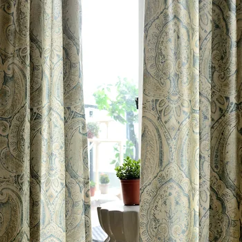 

Modern European style curtain simple polyester cotton printing curtain screen for living room bedroom dining room