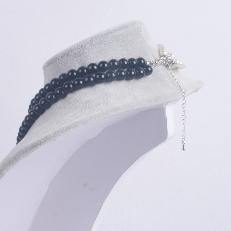 HOWAWAY Round Imitation Pearl Choker Necklace Multi Strands Choker 20s Flapper Necklace black and white pearl  Themed Party