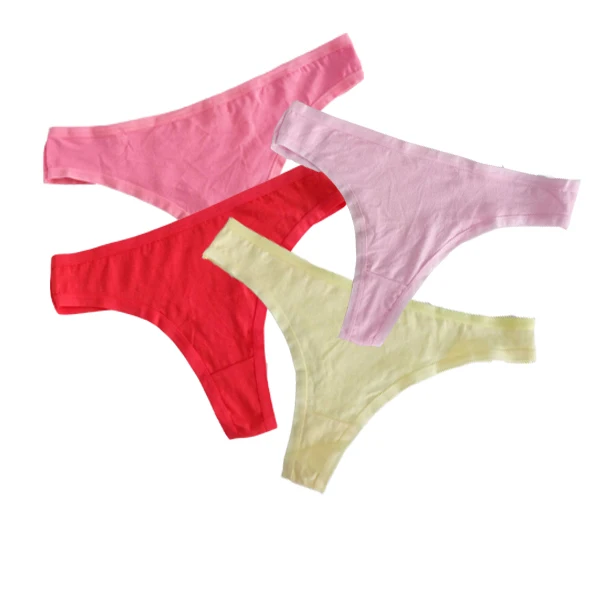 pink xi red y 4 шт./партия стринги для девушек, танга, женские бесшовные трусы из хлопка, нижнее белье размера плюс T, трусики стринги, женское нижнее белье T Back - Цвет: pink xi red y