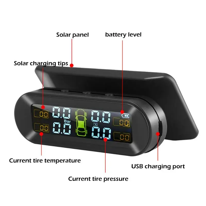 Простота автомобиля TPMS Солнечная usb зарядка ЖК-дисплей автомобильная система контроля давления в шинах Система контроля давления в шинах s