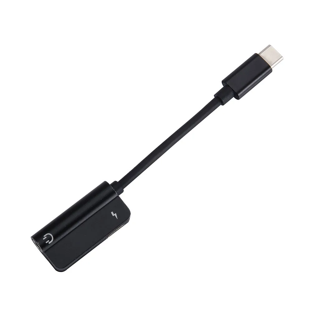 Черный USB C аудио кабель 2 в 1 тип-c до 3,5 мм разъем наушников адаптер приемник аудио сплиттер для Xiaomi 8 PUO88 - Цвет: Черный