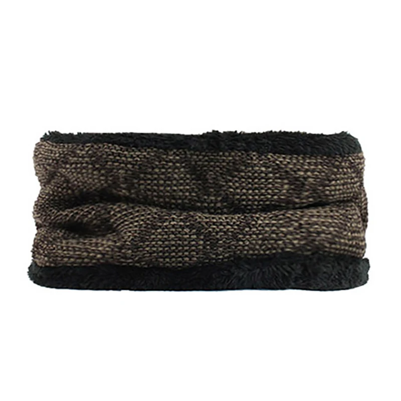Knitted Hats For Men Winter Scarf Warm Thick Fluffy Slouchy Hats Outdoor Long Beanie Ribbed Casual Breathable Gorros - Цвет: Khaki Scarf