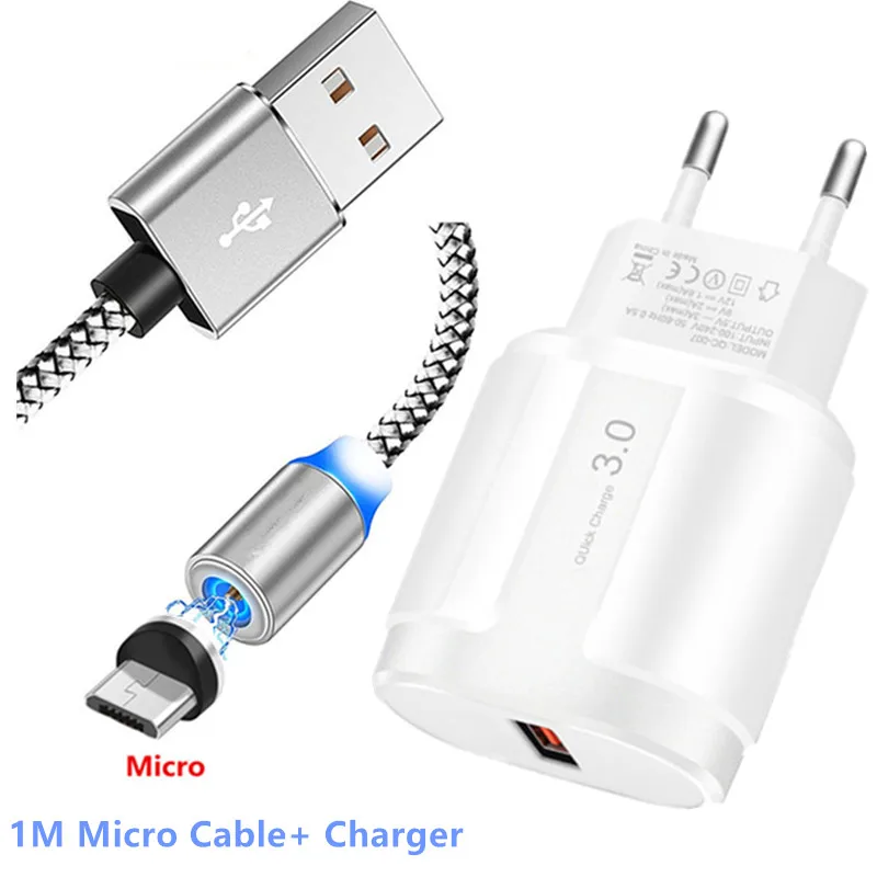 White Charger Cable QC 3,0 USB зарядное устройство магнитный Micro usb зарядный кабель для samsung Galaxy J5 J3 J7 Prime J2 Pro J4 мобильный телефон - Цвет: White Charger Cable