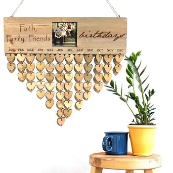 

DIY Calendar Board Pendants Photo Frame Carved Text Message Board New Year Home Decor Hanging Birthday Reminder Wooden Calendar