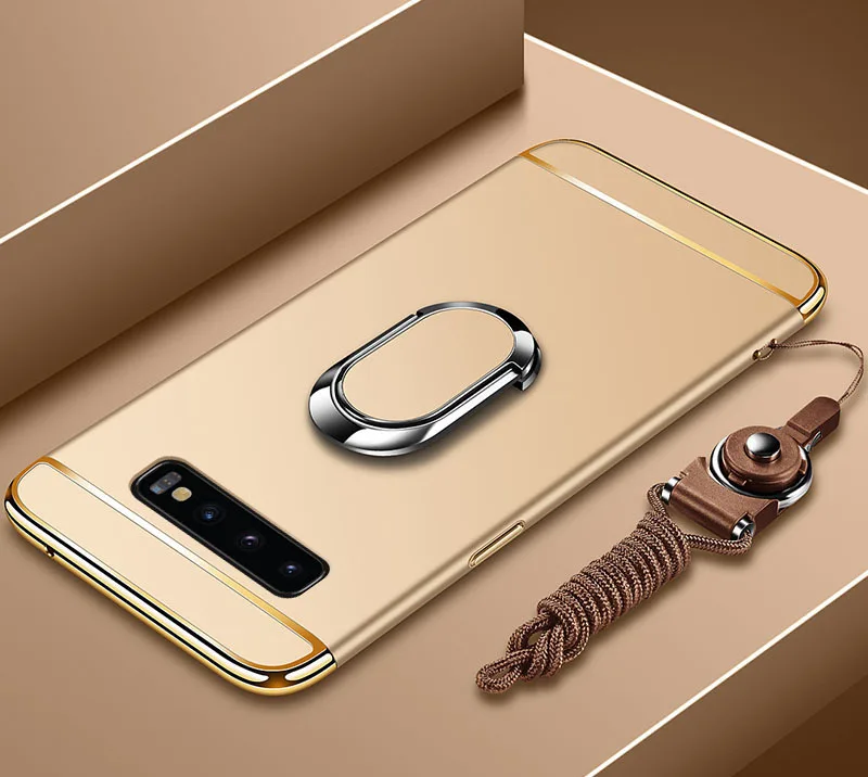 Для samsung Galaxy S10 S9 S8 Plus S10e магнитный автомобильный чехол держатель для пальцев кольцо Чехлы Жесткий Полный Защитный чехол S10 Plus чехол - Цвет: gold