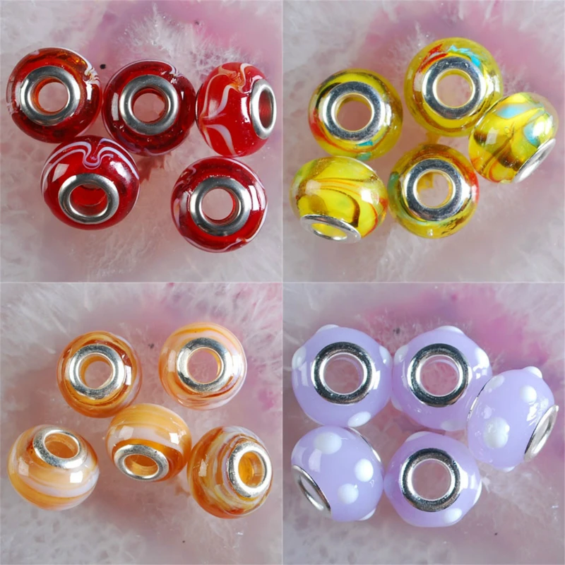 

5Pcs 10x13mm Lampwork Glass Beads Spacer Loose Bead For Jewelry Making DIY Necklace Bracelet Design Charms Accessories
