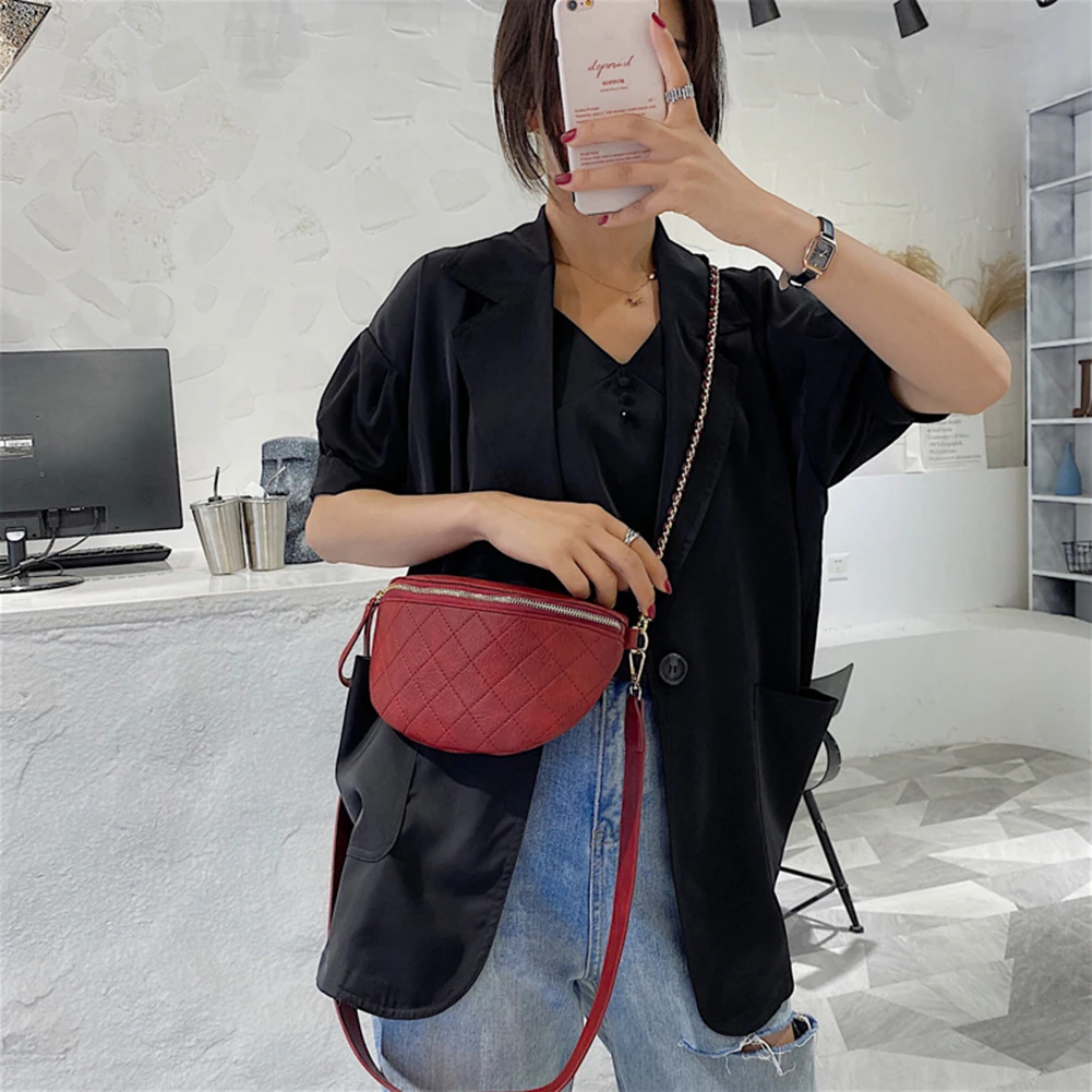 Модная нагрудная сумка с рисунком в клетку Женская однотонная многослойная