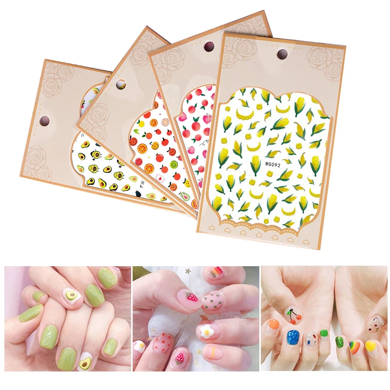 

Summer Party Nail Sticker Fruits Flower Mixed Patterns Colorful Beauty Design Nail Transfer Decals for Nail Art DIY Decorations
