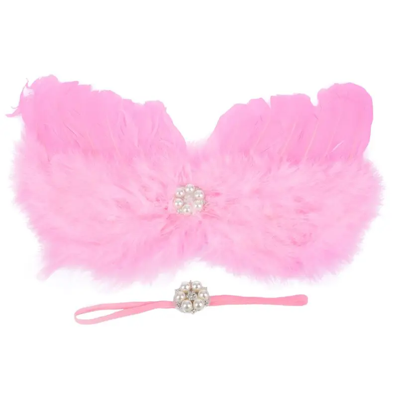 Pink Реквизит для фотосессии новорожденных; Детский костюм с крыльями ангела и перьями - Цвет: Pink