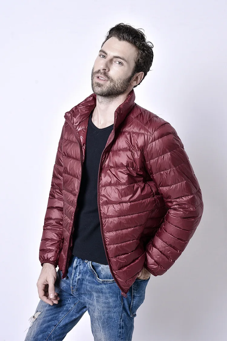 Зимний легкий пуховик пальто для мужчин со стоячим воротником тонкий большой размер 5Xl повседневное короткое пальто для мужчин Doudoune Homme