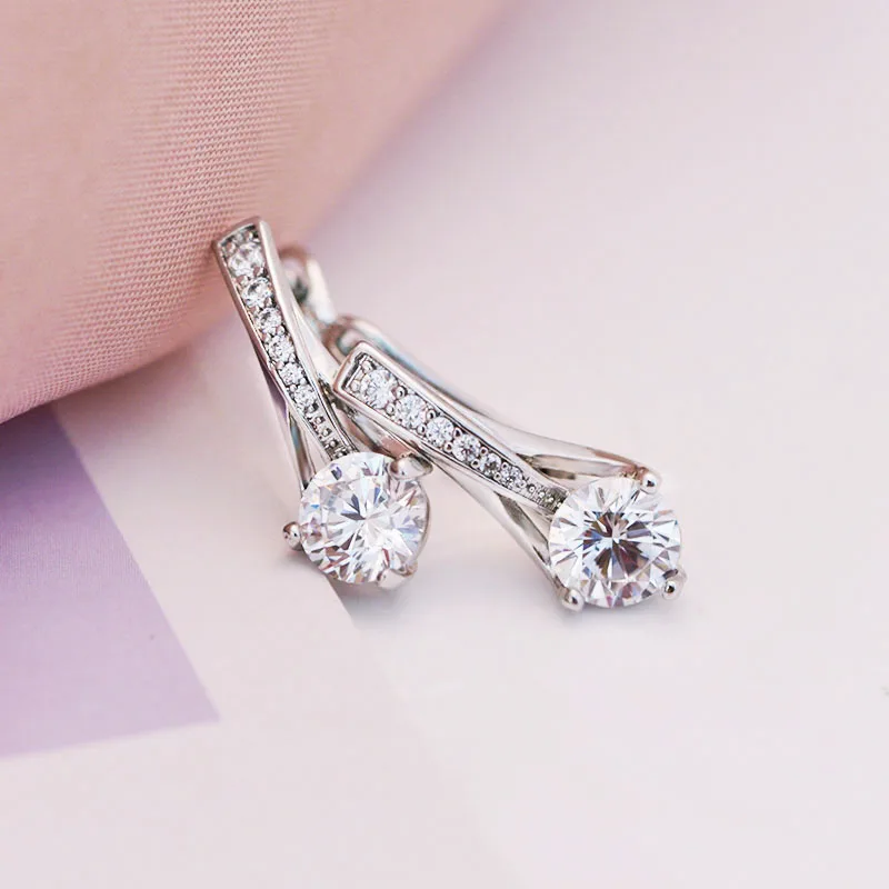 MxGxFam Christmas Gifts White Hoop Earrings For Women Fashion Jewelry Rhodium Gold color AAA+ Cubic Zircon Good Quality