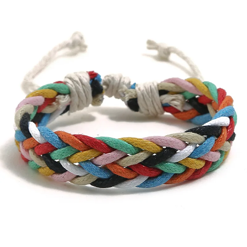 

Colorful Wax Couples Hand Rope National Wind Hand-woven Simple Leisure Fresh Student Bracelet Unisex Lace-up Gifts for Women