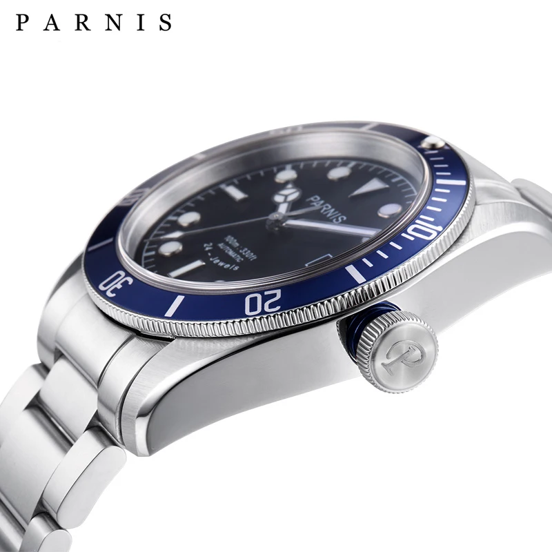 Parnis 41 мм красный синий ободок автоматические механические мужские наручные часы 21 Jewels Miyota Move Мужские t кожа/стальной ремешок подарки для мужчин