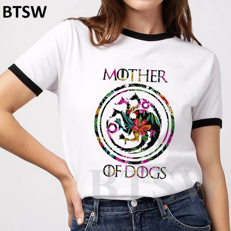 

5 Mother of Cats/Dogs T Shirt Women Print Flowers Dracarys Dragon Tee Harajuku Graphic Clothes Vogue Aesthetic Gothic Tops