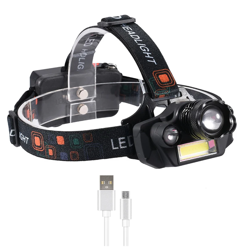 GIJOE led headlight T6 headlamp waterproof uv black light 2*18650 battery plastic multifunction camping hiking hunting light - Испускаемый цвет: A no battery