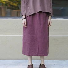 Осенне-зимняя универсальная однотонная теплая полуюбка для отдыха Новая Модная хлопковая льняная 5 цветов Женская полуюбка