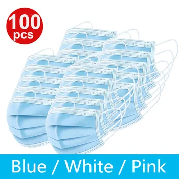 

In Stock! 100 PCS/lot Disposable Sanitary Mask 3-Plys Nonwoven Anti- Dust Mask Anti Spray Particles Breathable Earloop Face Mask