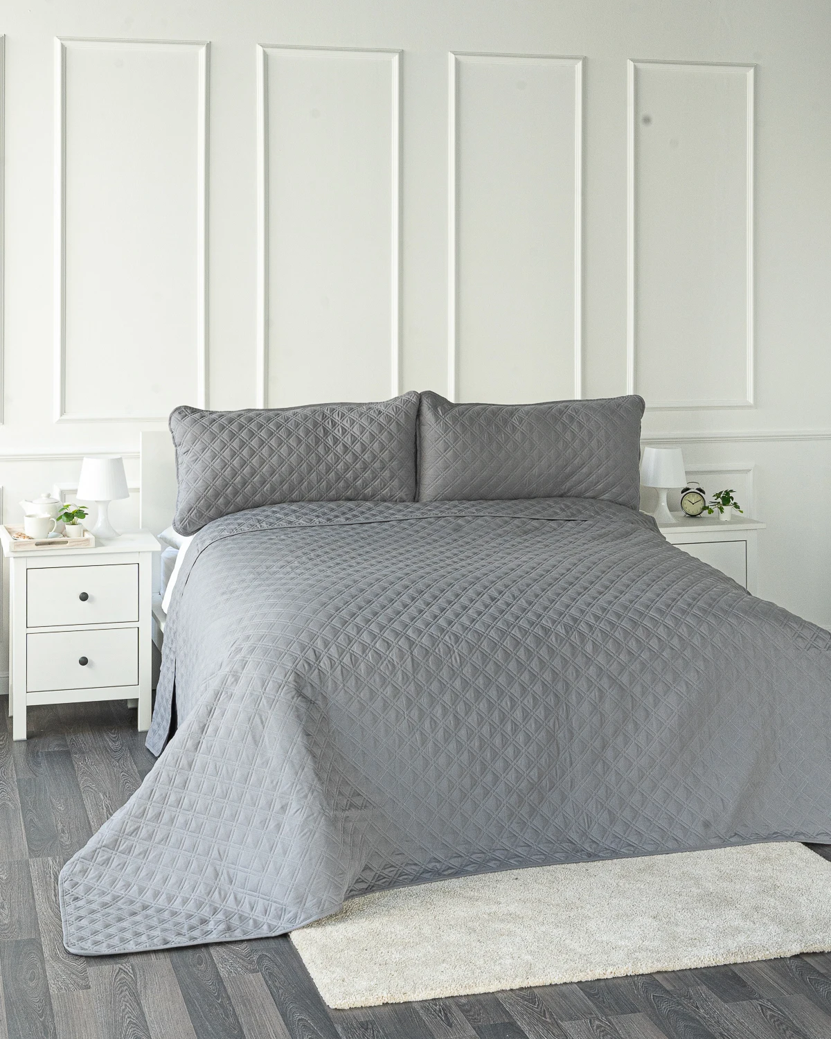 Set bedspread Florence Euro + 2 case for pillow 50*70 Gray item No. 20210102003 | Дом и сад
