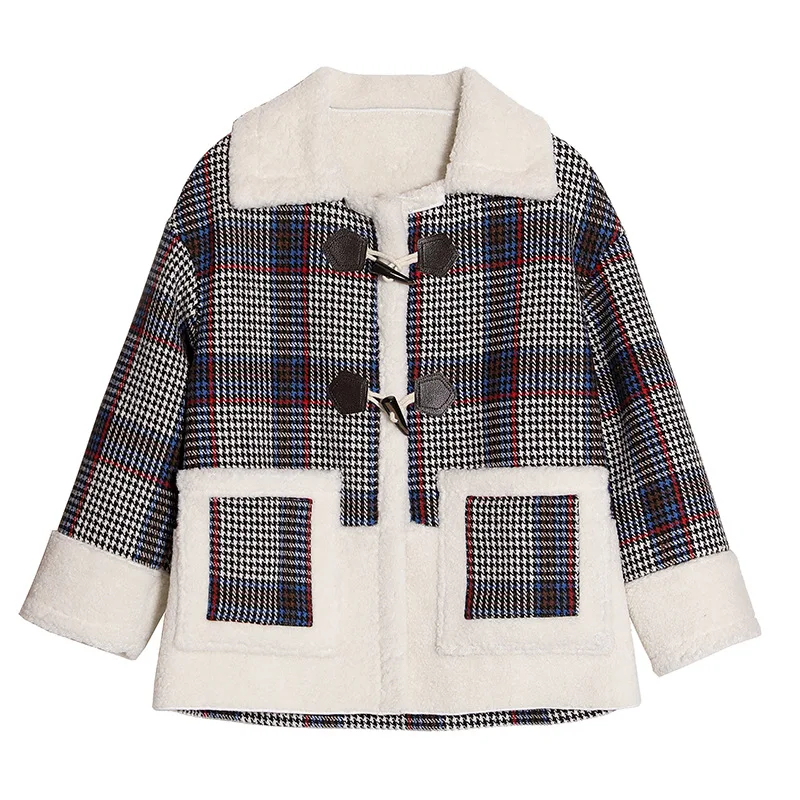 

Winter Clothes Women Plaid Woolen Oversized Coat European American Thickened In Autumn Casual 4xl Wool Plaid Composite Cashmere