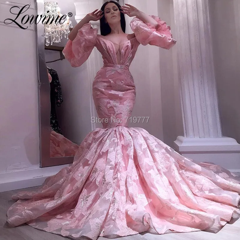 Роскошные розовые вечерние платья Couture Дубай со спущенными плечами Prom Dress Mermaid Длинные вечерние платья для Свадебный халат De Soiree
