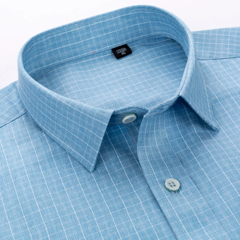 Мужская повседневная клетчатая рубашка с длинным рукавом принтом одним