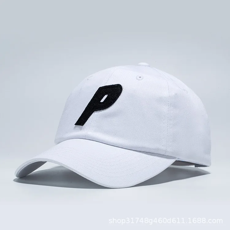 В настоящее время доступны корейский стиль популярный бренд дворец бейсболка с буквами P вышитые универсальные в студенческом стиле - Цвет: Белый