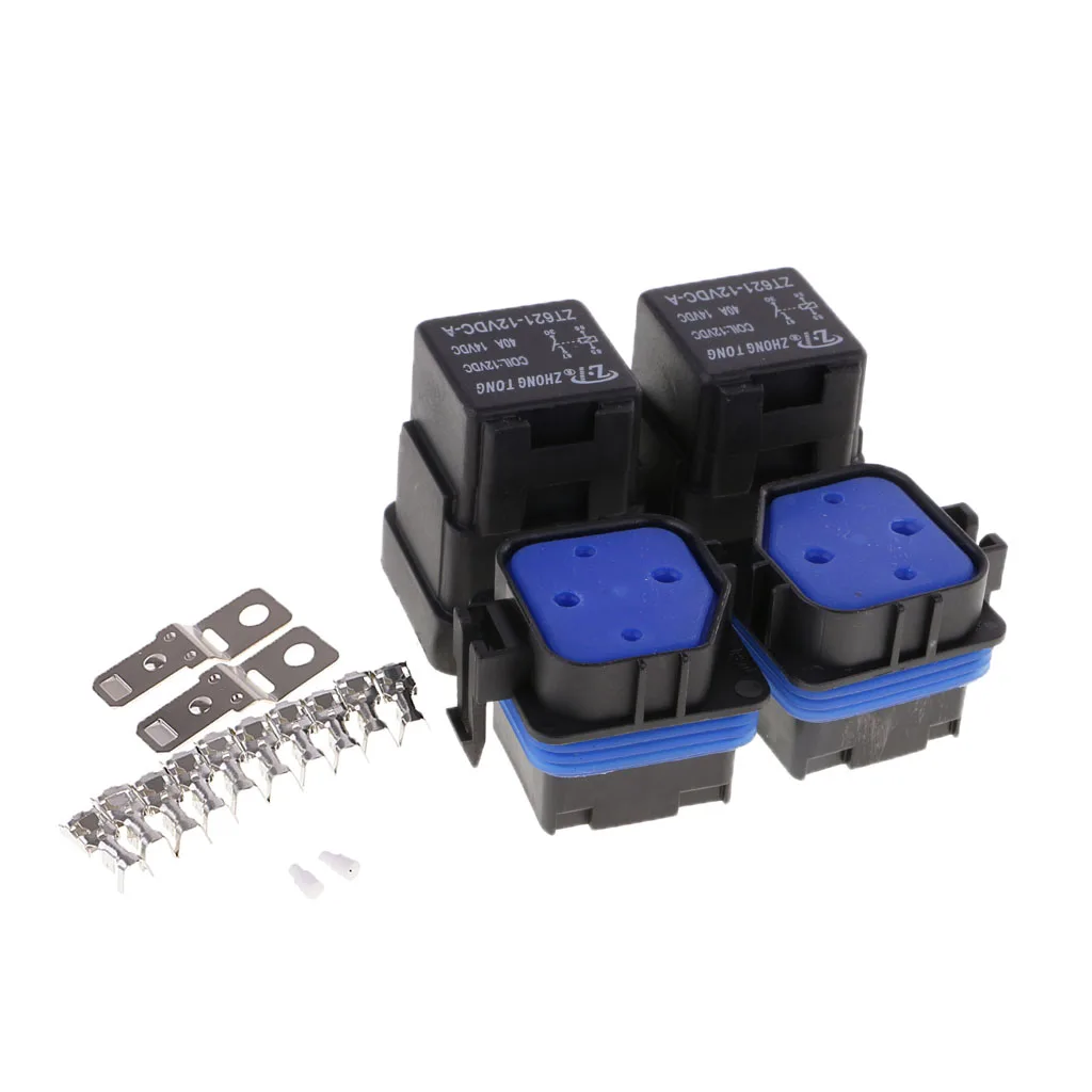 2 Set Car Motorcycle Boat 12V 40A Car Vehicle 4Pin Relay Socket Terminal Kit