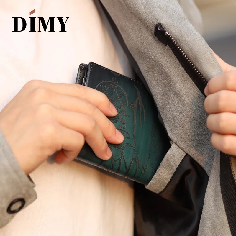 Dimy кошелек для мужчин кожаные короткие новая ультратонкая пуховая куртка короткая кожаная мужской бумажник с двумя отделениями большой вместимости, многофункциональный бумажник
