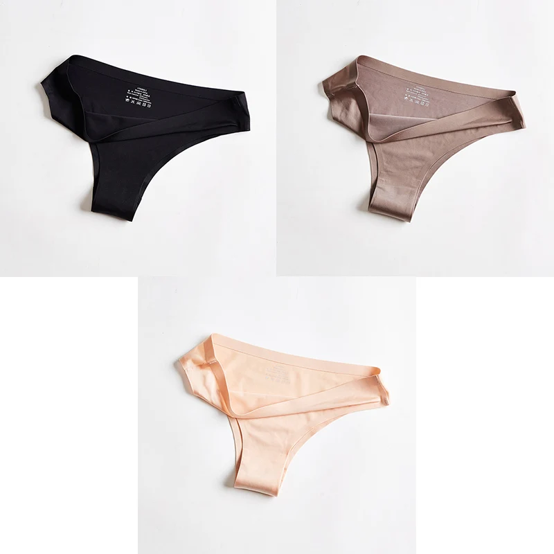 black coffee nude Трусики, женское нижнее белье, сексуальные, бесшовные, спортивные, женские, Т-образные, мягкие, стринги, для женщин, нижнее белье, ледяной шелк, 3 шт. BANNIROU - Цвет: black coffee nude