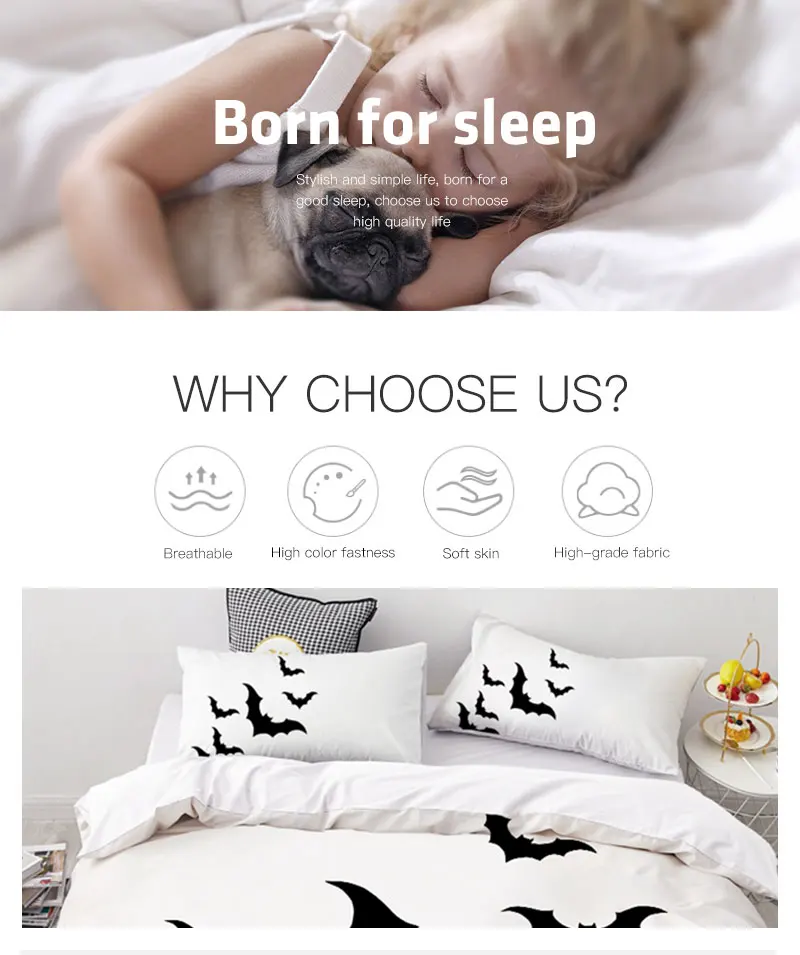 Dream NS Хэллоуин летучая мышь смешное лицо мультфильм текстильные постельные принадлежности для дома Королева постельное белье пододеяльник наволочка одеяло постельные принадлежности