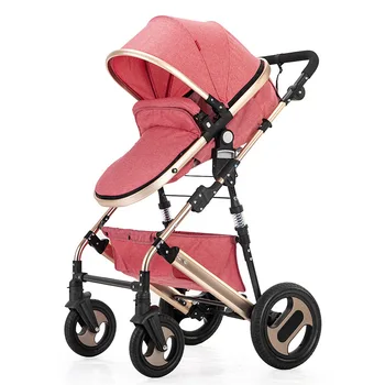 

High View Stroller Light Folding Ultralight Can Sit and Lie Portable Baby Cart Simple Umbrella Car Baby Stoller