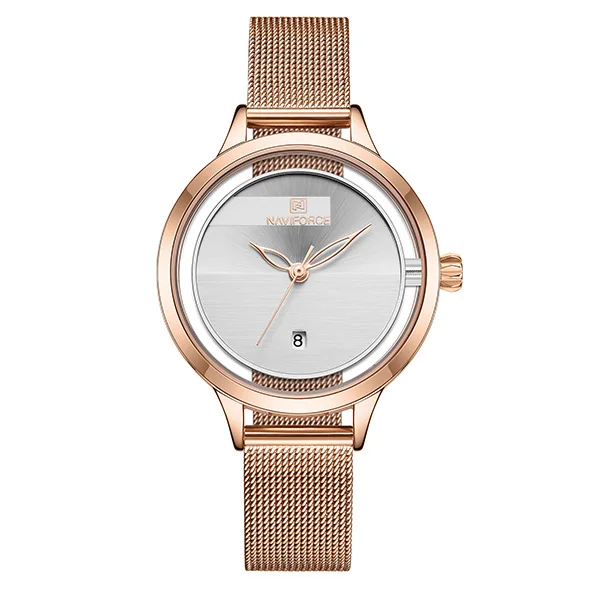 RoseGoldNoBox NAVIFORCE, ЖЕНСКИЕ НАРЯДНЫЕ часы, люксовый бренд, женские кварцевые часы, нержавеющая сталь, сетчатый ремешок, повседневный браслет, наручные часы, reloj mujer - Цвет: RoseGoldNoBox
