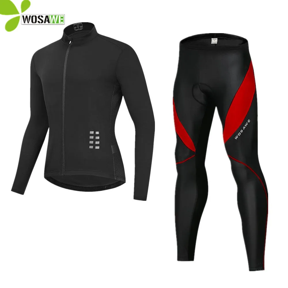WOSAWE Men's Cycling Clothing Reflective Shirts Windproof Gel Pad Bib