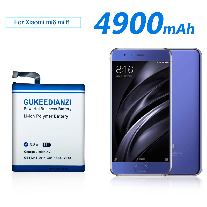 GUKEEDIANZI BM39 4900 мАч для Xiao mi 6 Аккумулятор для телефона для Xiaomi mi 6 mi 6 мобильный сменный аккумулятор