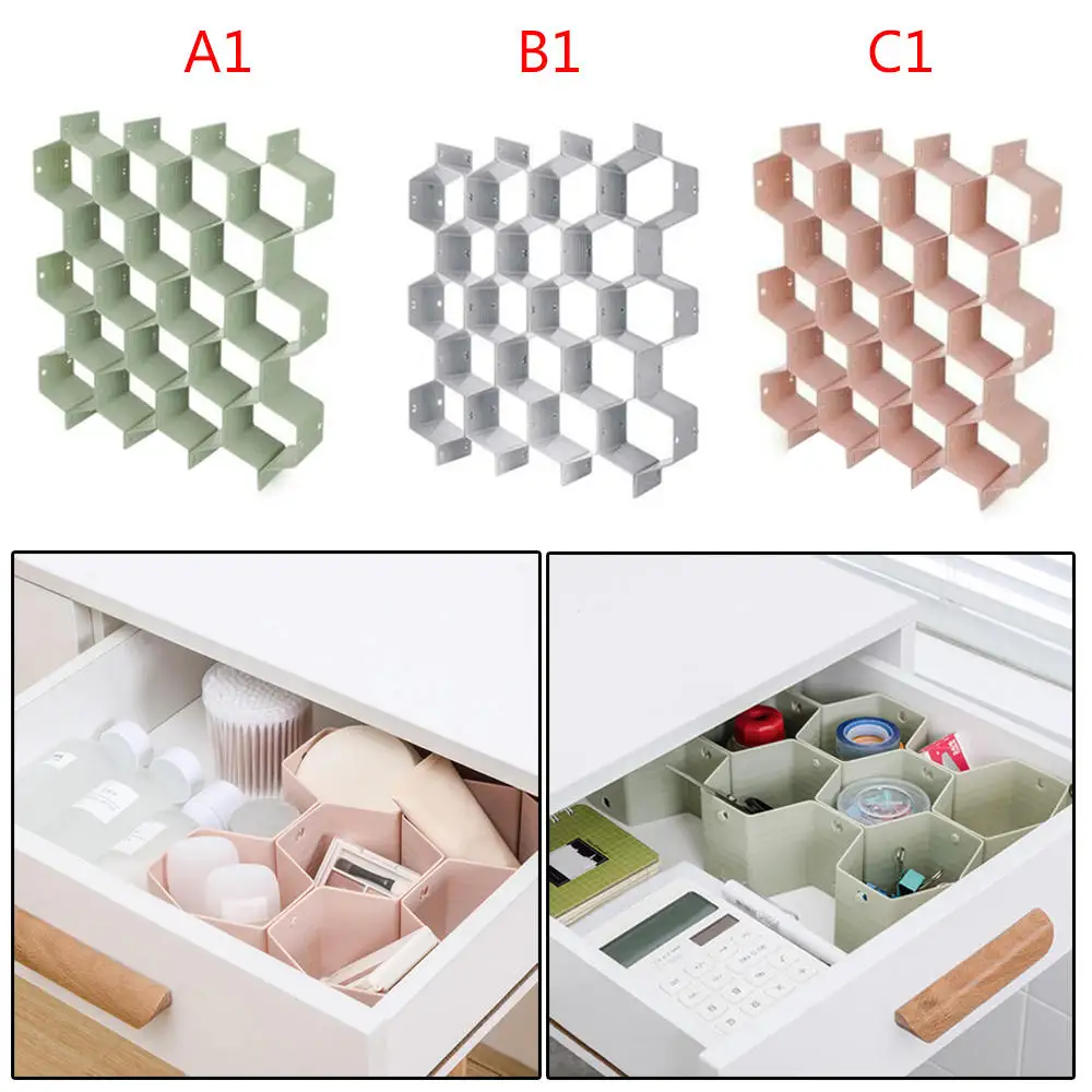 8pcs/set Adjustable Honeycomb Clapboard Drawer Storage Divider Bra Underwear Socks Partition Divider Box Organizer