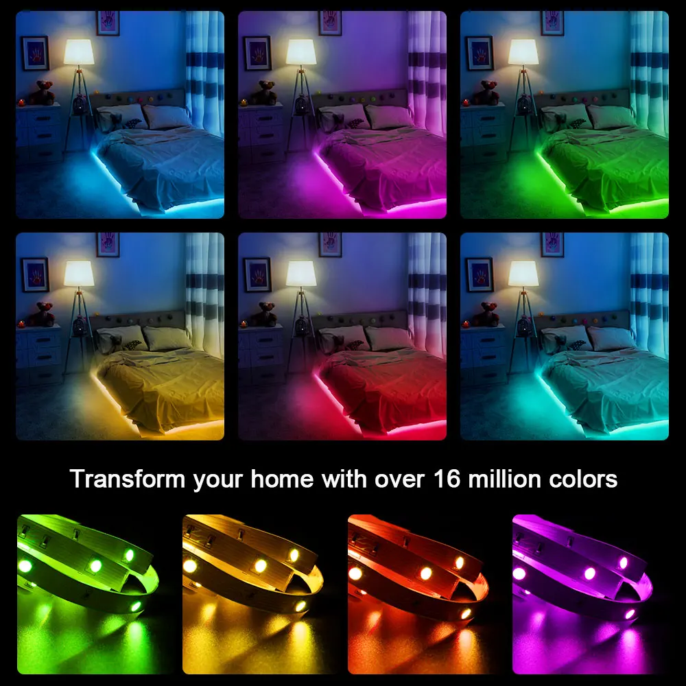 luces led,ColorRGB,Tiras LED RGB 5050 , Bluetooth Musical Tiras LED 12V  Tiras de Luces LED, Control de APP y Remoto Control,16 Millones de Colores,  Modo,6m,12m,15m - AliExpress