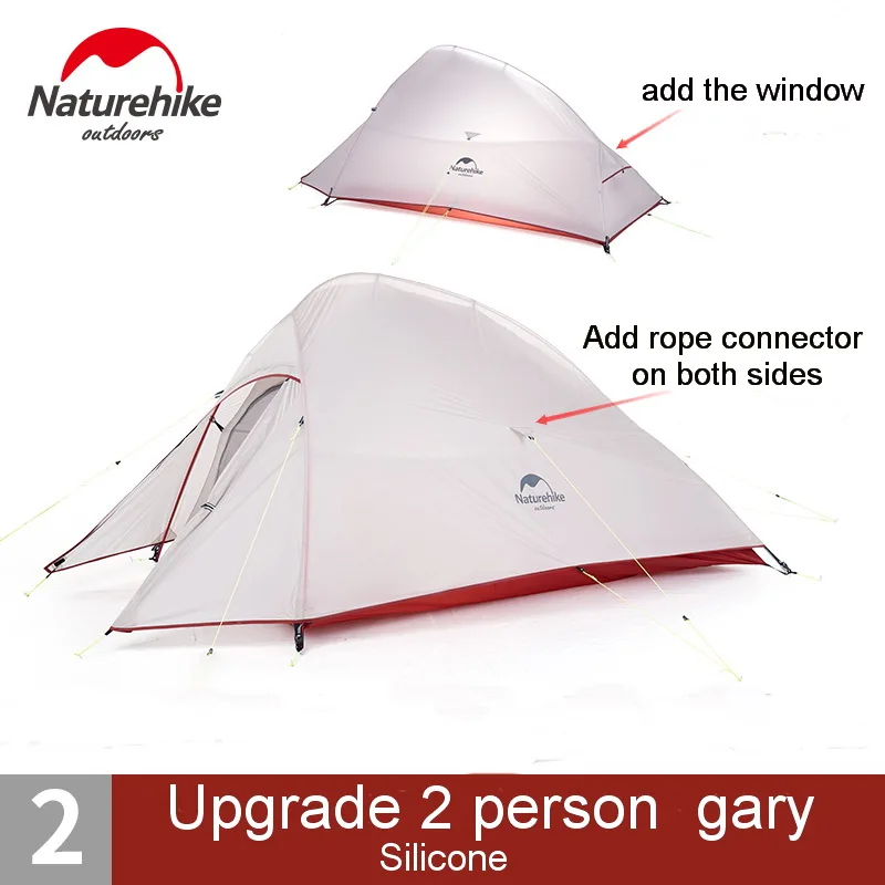 2P 20D gray upgrade Naturrehike CloudUP2 обновление 2 человек силиконовое покрытие двойной слой водонепроницаемый палатка портативный горный Сверхлегкий палатки PU4000 - Цвет: 2P 20D gray upgrade