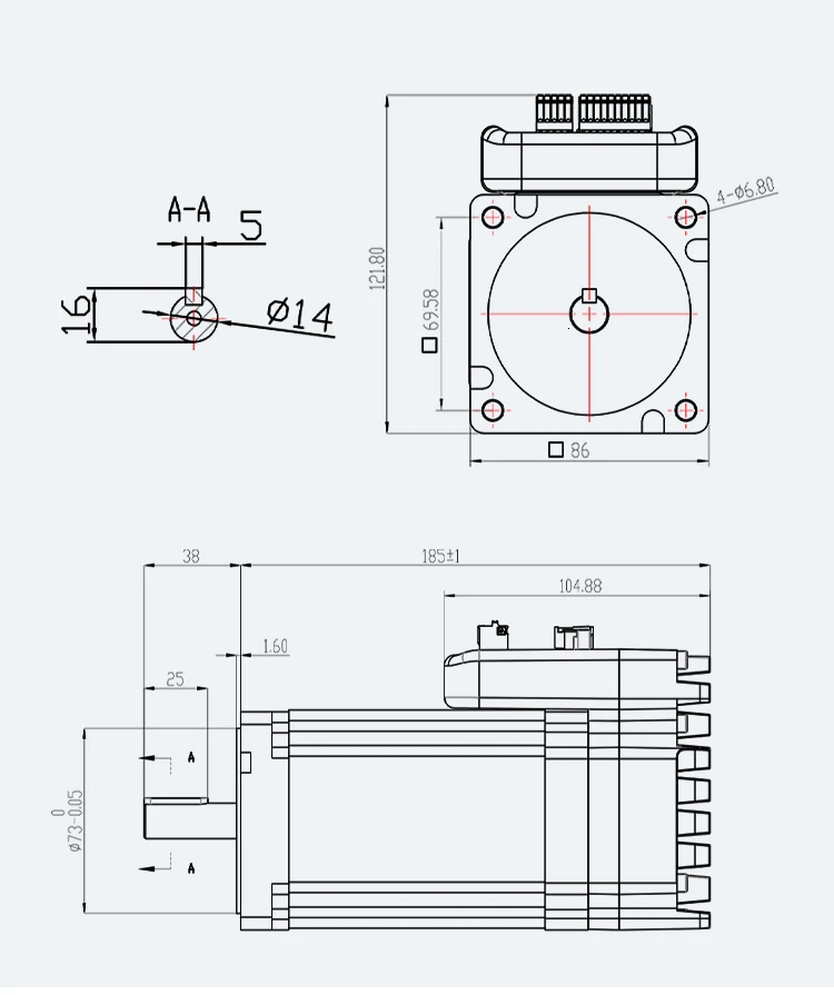 Новинка! JMC интегрированный серводвигатель, 660 Вт 72VDC 3000 об/мин 1000 нм 13.1A Размер розетки 14*30 мм размер рамы 86*86 мм линия кодировщика линия