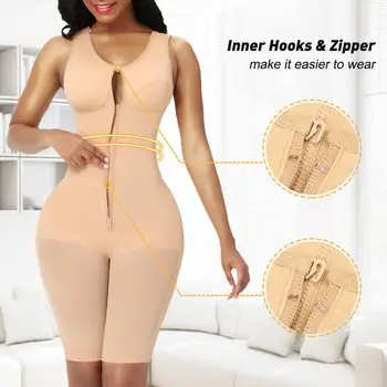 

Corset Secret Slimming Full Body Shaper Crotchless Butt Lifter Tummy Control Bodysuit Hook and Eye Design with Zipper Underwear