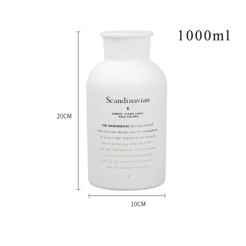 White 1000ml Скандинавский стиль ваза для цветов стеклянный Декор для дома ваза для цветов Гидропоника завод домашний Цветочный декор для искусственных цветов - Цвет: White 1000ml