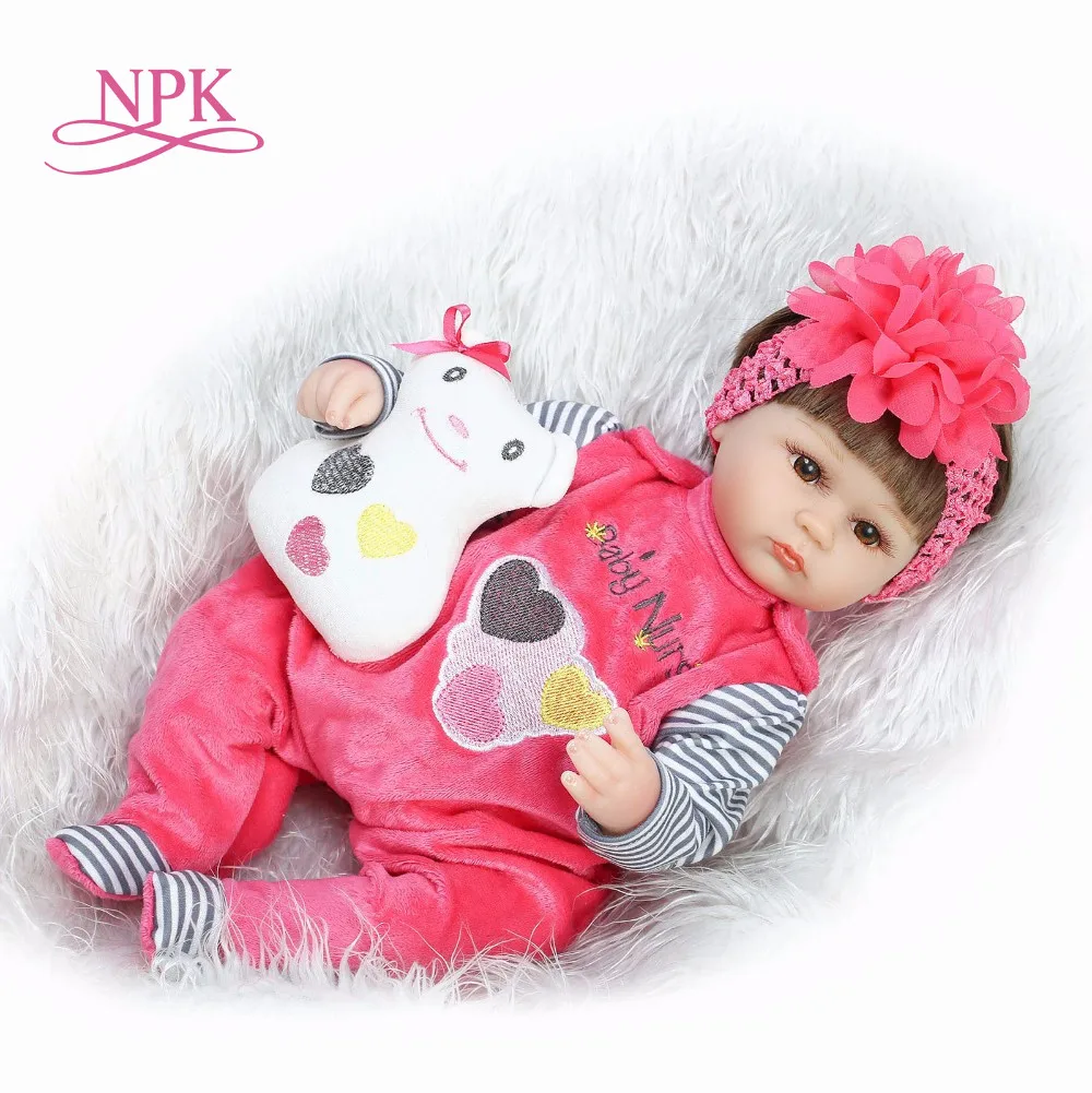 

NPK bebes reborn doll 43cm soft silicone reborn toddler baby dolls com corpo de silicone menina kids Christmas gifts lol doll