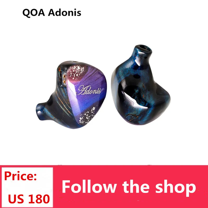 Discount QOA Adonis CNC Resin Wooden Shell In Ear Monitor 10mm DD+2BA Hybrid Driver Unit HIFI Earbud with Detach 2pin Cable DJ Stage IEM