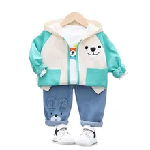 Vêtements de printemps pour enfants, veste pour garçons et filles, t shirt et pantalon, ensemble de 3 pièces, survêtement de dessin animé pour bébés, nouvelle collection automne 