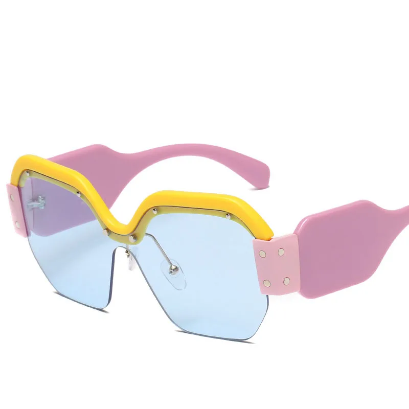 RBROVO цельный стимпанк Oculos De Sol Feminina брендовые дизайнерские градиентные линзы солнцезащитные очки UV400 Солнцезащитные очки для женщин/мужчин - Цвет линз: Yellow Blue