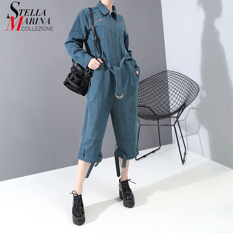 2020 корейский стиль Женский однотонный синий Повседневный джинсовый комбинезон с