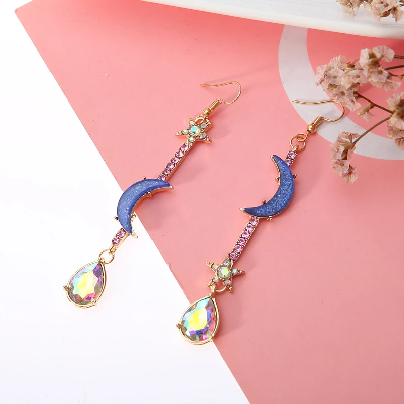 Модные серьги в богемном стиле модные красивые ювелирные изделия Betsey Johnson Blue Moon& серьги в виде кисточек из звезд для женщин ювелирные изделия в стиле бохо