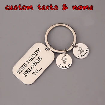 

Personalized Name This Daddy Belongs To Custom Kids Name Piece Tag Jewelry Metal Gift Pendants Boy Or Girl Family Keychain Suit