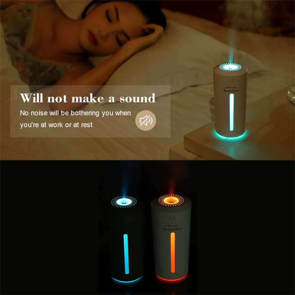230ML Ultrasonic Humidifier Car Air Purifier Aromatherapy Diffuser Mist Maker Spray Home Air Cleaner LED Lights Electric Aroma
