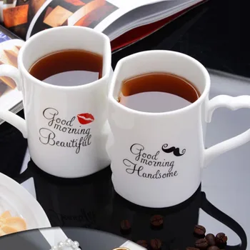 

Kissing Coffee Mug Set Kissing Mugs Set Ceramic Couple Coffee Mug with Lid 12 OZ White Tea Cup Set for Anniversary DNJ99