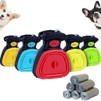 

Foldable Outdoor Travel Cat Dog Poop Scooper With Waste Bag Portable Pet Pooper Scooper Dispenser Pick Up Excreta Cleaner Tool